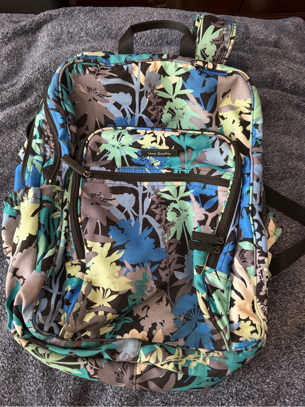 Vera Bradley Camofloral Blue Black Turquoise Floral Laptop Full Size Backpack